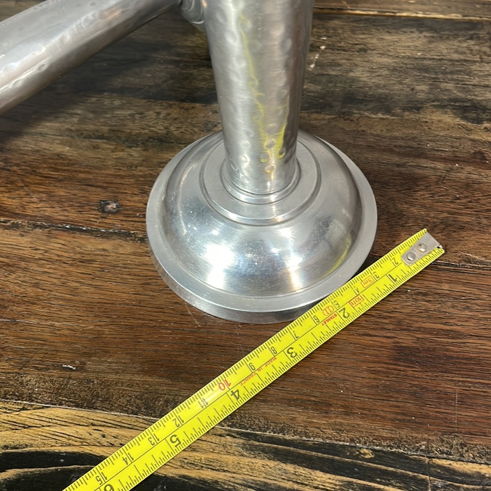 Heavy hammered 10” metal candle holders - pair - Picture 5 of 9